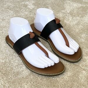 Seven7 T-Strap Flip Flops Sandals Women’s 8 Brown/Black Casual Boho Faux Leather
